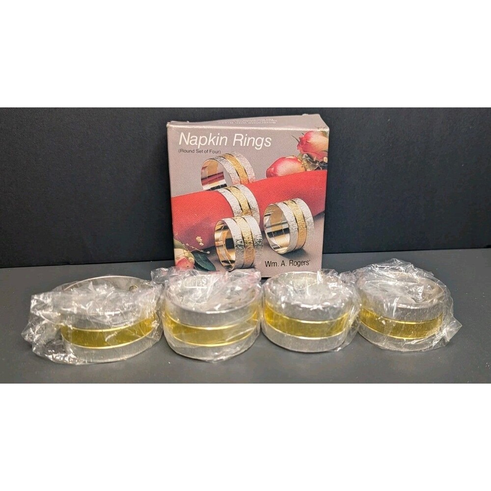 Set of 4 Silver Plated Napkin Rings Wm. A. Rogers Brand New!